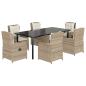 Preview: 7-tlg. Garten-Essgruppe mit Kissen Beige Poly Rattan
