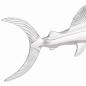 Preview: Wandmontierte Schwertfisch Silber 91x8x26 cm aus Aluminium