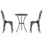 Preview: 3-teiliges Garten Bistro Set aus bronziertem Gusseisen