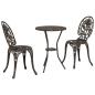 Preview: 3-teiliges Garten Bistro Set Bronze Gusseisen