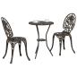 Preview: 3-teiliges Garten Bistro Set Bronze Gusseisen
