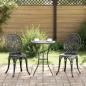 Preview: ARDEBO.de - 3-teiliges Garten Bistro Set Schwarz Gusseisen