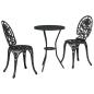 Preview: 3-teiliges Garten Bistro Set Schwarz Gusseisen