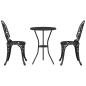 Preview: 3-teiliges Garten Bistro Set Schwarz Gusseisen