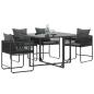 Preview: Gartenstühle mit Kissen 4er-Set Schwarz Poly Rattan