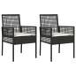 Preview: Gartenstühle 2 Stück mit Kissen Schwarz Poly Rattan