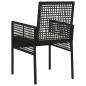 Preview: Gartenstühle 2 Stück mit Kissen Schwarz Poly Rattan