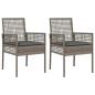 Preview: Gartenstühle 2 Stück mit Kissen Grau Poly Rattan