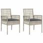 Preview: Gartenstühle 2 Stück mit Kissen Hellgrau Poly Rattan