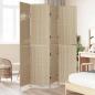 Preview: Raumteiler Beige Holz, Stoff 4 Panels, 200 cm Höhe Faltbar