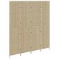 Preview: Raumteiler Beige Holz, Stoff 4 Panels, 200 cm Höhe Faltbar
