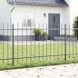 Preview: ARDEBO.de - Gartenzaun mit Speer-Top Grau 1,7x0,8 m Stahl