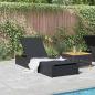 Preview: Sonnenliege Schwarz 60x200x27 cm Poly Rattan