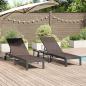 Preview: ARDEBO.de - Sonnenliegen 2 Stück mit Rädern und Tisch Braun Poly Rattan