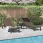 Preview: Sonnenliegen 2 Stück mit Rädern und Tisch Braun Poly Rattan