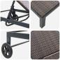 Preview: Sonnenliegen 2 Stück mit Rädern und Tisch Braun Poly Rattan