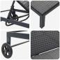 Preview: Sonnenliegen 2 Stück mit Rädern und Tisch Schwarz Poly Rattan