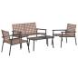 Preview: 4-teiliges Outdoor-Coffee-Set aus braunem Rattan und Stahl