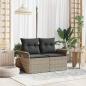 Preview: ARDEBO.de - 2-Sitzer Garten-Sofa mit Kissen Hellgrau Poly Rattan