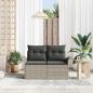 Preview: 2-Sitzer Garten-Sofa mit Kissen Hellgrau Poly Rattan
