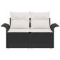 Preview: 2-Sitzer Gartenbank mit Stauraum und Kissen Schwarz Poly Rattan
