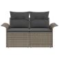 Preview: 2-Sitzer Gartensofa mit Stauraum und Kissen Grau Poly Rattan