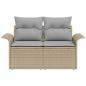 Preview: 2-Sitzer Garten-Sofa mit Stauraum & Kissen Beige Poly Rattan