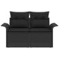 Preview: 2-Sitzer Garten Sofa mit Stauraum & Kissen Schwarz Poly Rattan