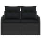 Preview: 2-Sitzer Garten-Sofa mit Kissen Schwarz Poly-Rattan