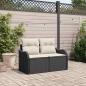 Preview: ARDEBO.de - 2-Sitzer Gartensofa mit Stauraum und Kissen Schwarz Poly Rattan