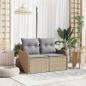 Preview: ARDEBO.de - 2-Sitzer Garten-Sofa mit Stauraum und Kissen Beige Poly Rattan