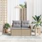 Preview: 2-Sitzer Garten-Sofa mit Stauraum und Kissen Beige Poly Rattan