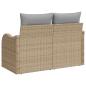 Preview: 2-Sitzer Garten-Sofa mit Stauraum und Kissen Beige Poly Rattan
