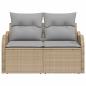Preview: 2-Sitzer Garten-Sofa mit Stauraum und Kissen Beige Poly Rattan