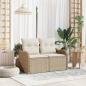 Preview: ARDEBO.de - 2-Sitzer Garten-Sofa mit Stauraum und Kissen Beige Poly Rattan