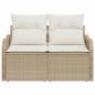 Preview: 2-Sitzer Garten-Sofa mit Stauraum und Kissen Beige Poly Rattan