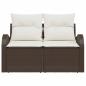 Preview: 2-Sitzer Garten-Sofa mit Kissen Braun Poly Rattan