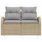 Preview: Gartensofa mit Kissen Beige 124 x 62 x 69cm Poly-Rattan