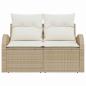 Preview: 2-Sitzer Gartensofa mit Kissen Beige Poly Rattan