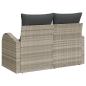 Preview: 2-Sitzer Gartensofa mit Kissen Hellgrau Poly Rattan