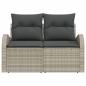 Preview: 2-Sitzer Gartensofa mit Kissen Hellgrau Poly Rattan
