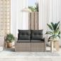 Preview: 2-Sitzer Garten-Sofa mit Stauraum und Kissen Grau Poly Rattan
