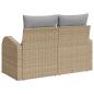 Preview: 2-Sitzer Garten-Sofa mit Stauraum und Kissen Beige Poly Rattan