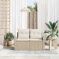 Preview: Gartensofa mit Kissen Beige 124 x 62 x 69cm Poly-Rattan