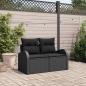 Preview: ARDEBO.de - 2-Sitzer Garten Sofa mit Stauraum und Kissen Schwarz Poly Rattan