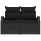 Preview: 2-Sitzer Garten Sofa mit Stauraum und Kissen Schwarz Poly Rattan