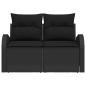 Preview: 2-Sitzer Garten Sofa mit Stauraum und Kissen Schwarz Poly Rattan