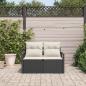 Preview: 2-Sitzer Garten-Sofa mit Kissen Schwarz Poly-Rattan