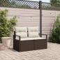Preview: ARDEBO.de - 2-Sitzer Gartensofa mit Kissen Braun Poly Rattan
