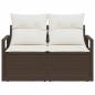 Preview: 2-Sitzer Gartensofa mit Kissen Braun Poly Rattan